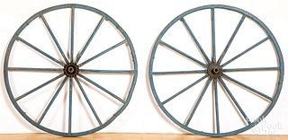 Large pair of painted wagon wheels, 19th c.
