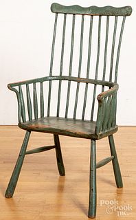 Primitive painted Windsor armchair, 18th c.