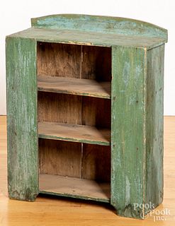 Painted pine hanging wall cupboard, 19th c.