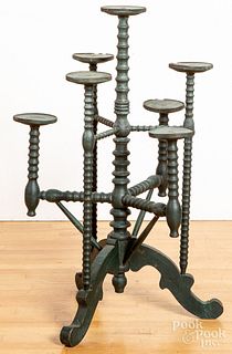 Painted spool plant stand, 19th c.