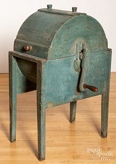 Painted pine butter churn, 19th c.
