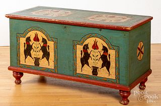 Painted pine dower chest