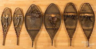 Three pairs of snowshoes