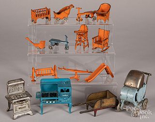Group of cast iron dollhouse furniture