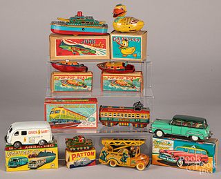 Group of Japanese tin lithograph friction toys