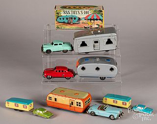 Five Japanese tin friction cars