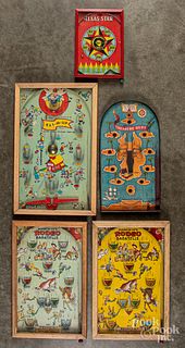 Five Poosh-M-Up table top pinball games
