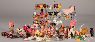 Large group of celluloid and plastic toy figures