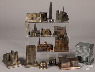 Fifteen spelter souvenir buildings