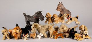 Group of eighteen mohair plush dogs