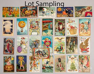 Large group of holiday postcards, most Christmas.