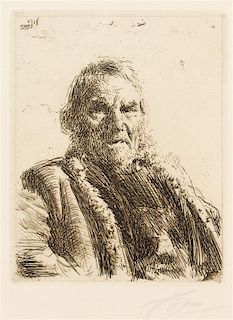 Anders Zorn, (Swedish, 1860-1920), Old Soldier ("Prinsen"), 1911