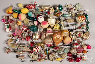Large group of vintage glass Christmas ornaments.