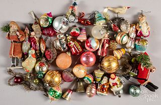 Group of vintage glass Christmas ornaments, etc.