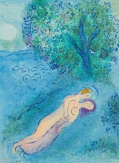 Marc Chagall, (French/Russian, 1887-1985), La lecon de Philetas (plate 16 from Daphnis et Chloe, 1961