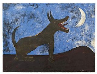 Rufino Tamayo, (Mexican, 1899-1991), Dog Barking at the Moon