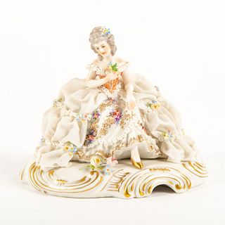 Italian Porcelain Lace Figurine, Seated Lady