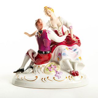 Royal Dux Bohemia Figurine, Courting Couple