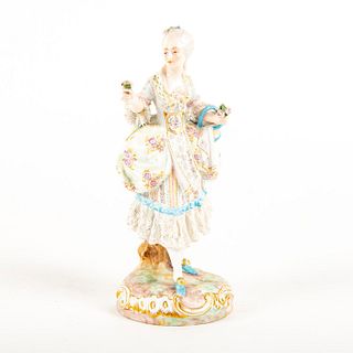 Vintage Porcelain Figurine, Woman With Flower Basket