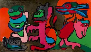 Karel Appel, (Dutch, 1921-2006), Laughing Frog and His Friends in the Golden Age