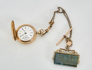 14K Yellow Gold Pocket Watch and Watch Fob
