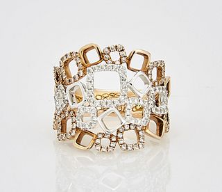 18K Rose and White Gold Diamond Ring