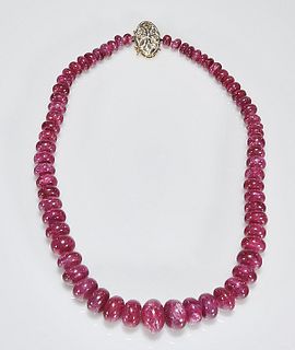 African Dyed Ruby Bead Necklace