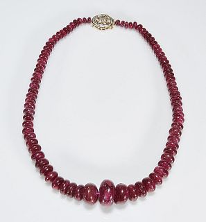 African Dyed Ruby Bead Necklace