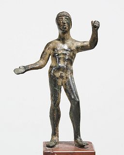 Etruscan Bronze Figure of a Nude Male Youth