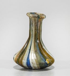 Rare Roman Colorful Marbled Glass Vessel