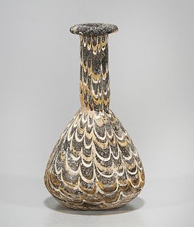Roman Core Glass Vessel With Feathered Decoration