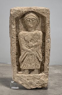 Punic Limestone Funerary Stele Depicting a Man