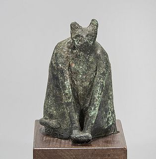 Egyptian Bronze Cat With Rounded Body
