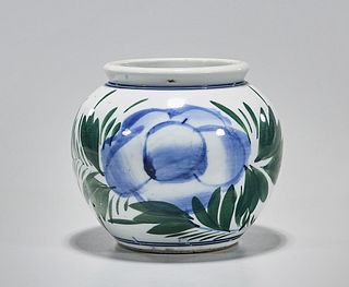 Korean Blue, Green and White Glazed Porcelain Jar