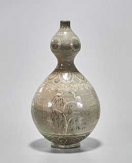 Korean Glazed Ceramic Double Gourd Vase