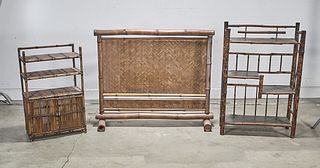 Group of Three Bamboo Furniture Pieces