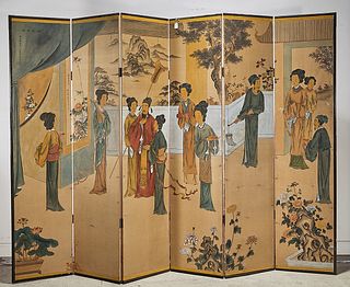 Chinese Six-Panel Painted Screen