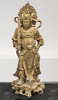 Chinese Gilt Metal Standing Figure