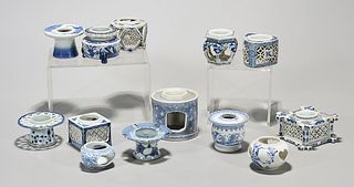 Group of Japanese Blue and White Porcelain Cup Stands