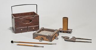 Japanese Wooden Chest with Smoking Implements