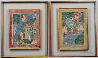 Two Buddhist Paintings of Illustrated Tales