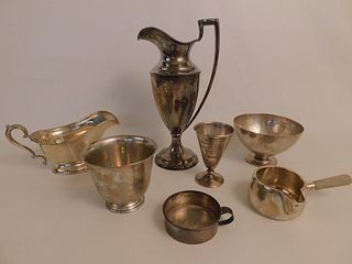 7 PIECES ASSORTED STERLING TABLEWARE 