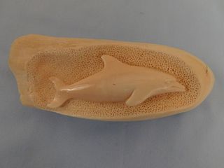 WHALE TOOTH CARVED DOLPHIN