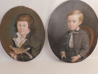 PAIR 1866 PASTEL PORTRAITS - CHILDREN