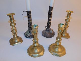 LOT EARLY CANDLESTICK HOLDERS 