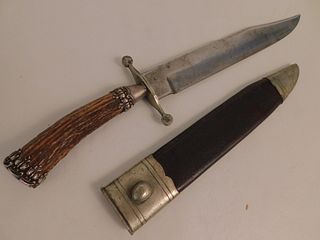 ANTIQUE SHEFFIELD STAG BOWIE KNIFE 