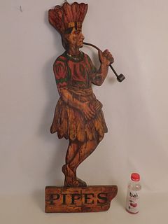 TOBACCO WOOD PAINTED SIGN - INDIAN