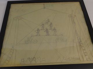 RED GROOMS DRAWING CIRCUS TRAPEZE 