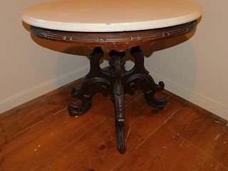 VICTORIAN WALNUT MARBLE TOP TABLE 