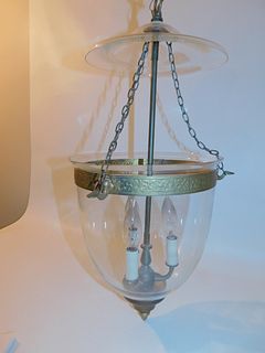 OLD GLASS BELL JAR LAMP 